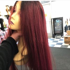 Wig Red Wine Wig Lacefront Burgundy 26” Long ombré